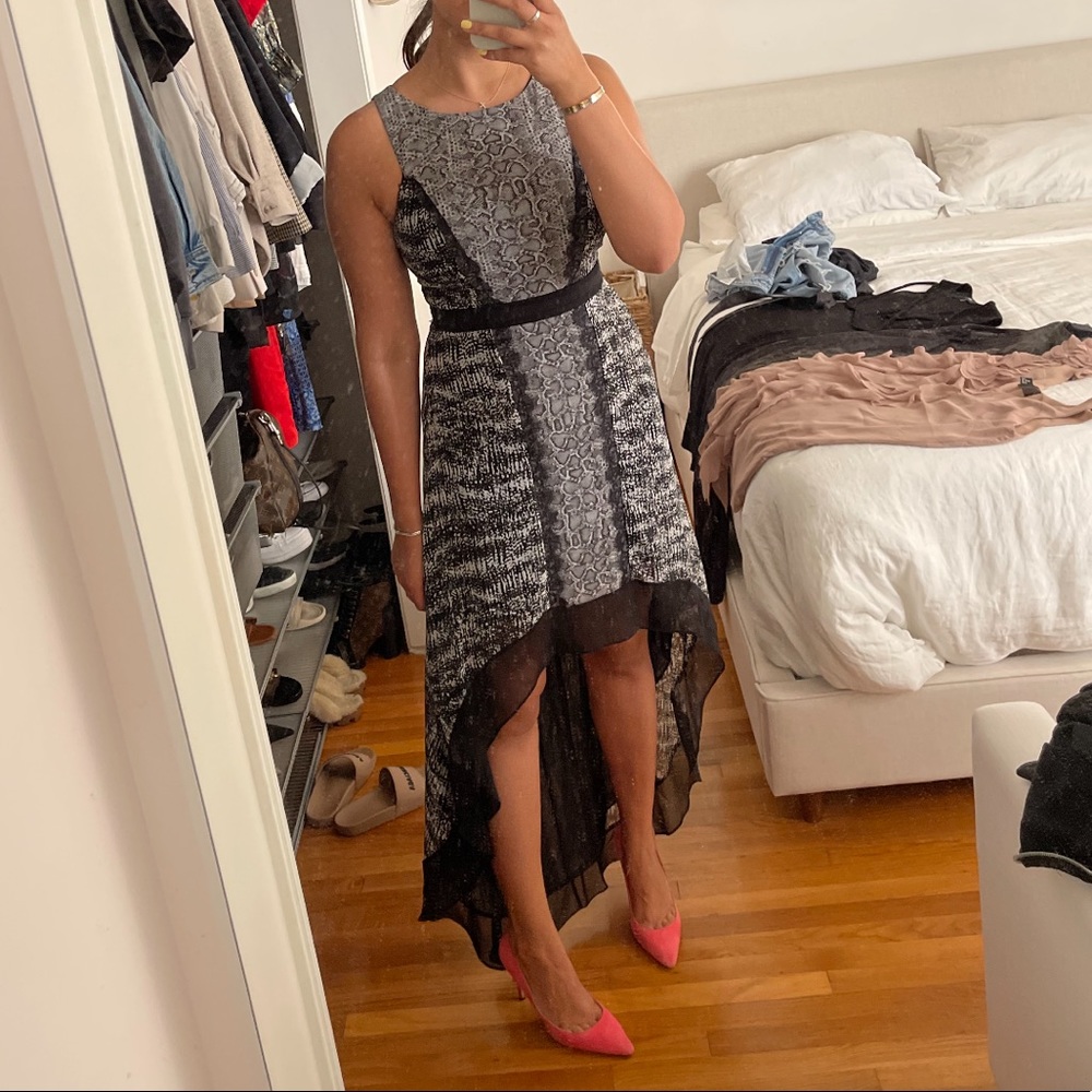 BCBG High/Low Snake Print Dress